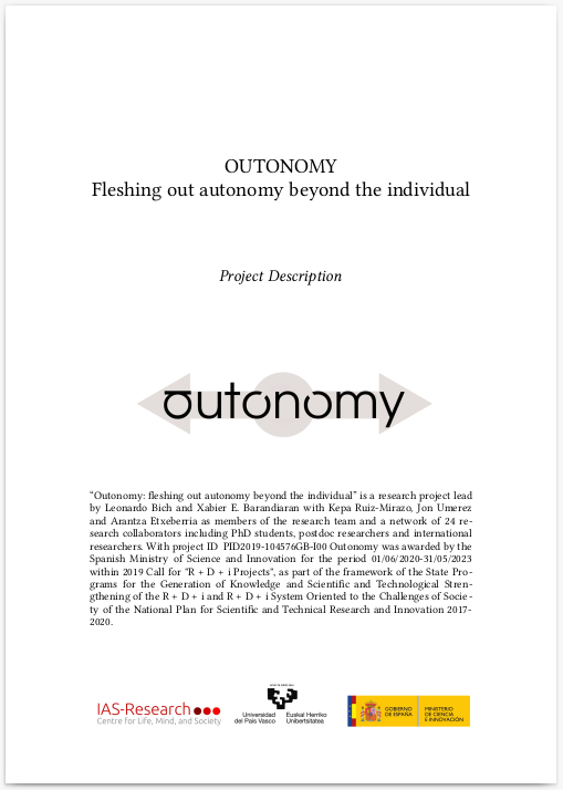 Front cover of the Outonomy project description document